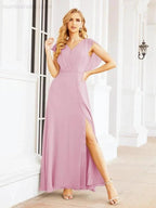 Sunnderly Bridesmaid Dresses Cape Formal Prom Dress Open Back Gowns for Mother of The Bride SY28058