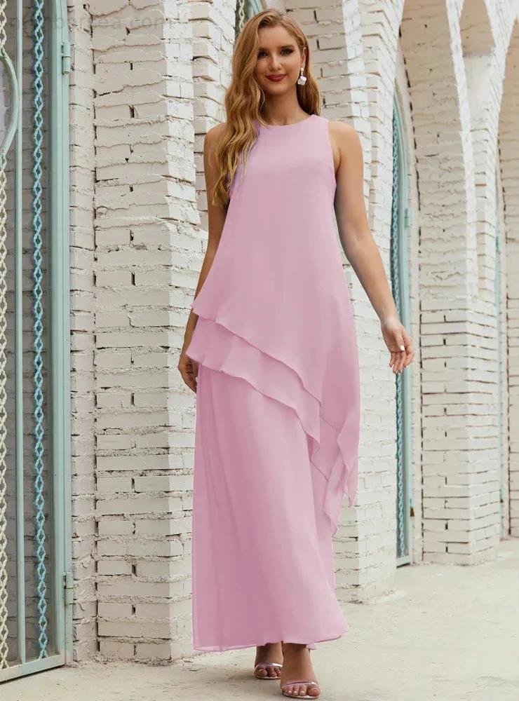 Chiffon Long Plus Size Mother of Bride Dresses Formal Bridesmaid Prom Gown SY28019