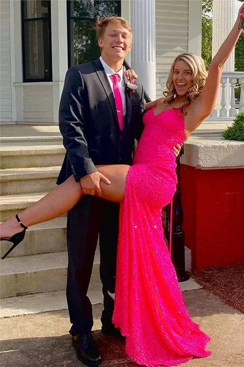 Elegant Pink Mermaid Prom Dress Pink Evening Dress Y7386