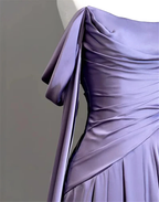 Modest Purple Satin Long Prom Dress Purple Evening Dress Y2589