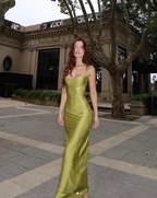 Elegant Sheath Straps Green Long Prom Dress Evening Dress Y8018