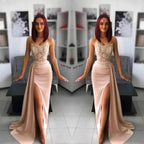 Long Mermaid Sweetheart Applique Lace Prom Dress with Slit