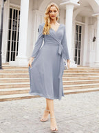 Bridesmaid Dress V-Back Waist Belt Mother of the Bride Wedding Guest SY28031
