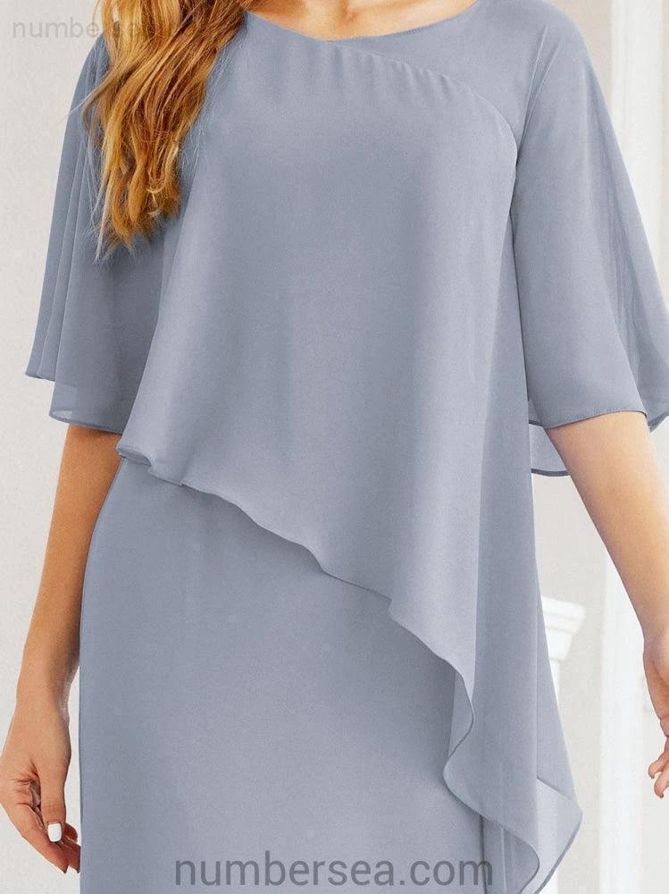 Sunnderly Formal Party Gown Dress Long Mother of The Bride Dresses with Ruffle Cape SY28026