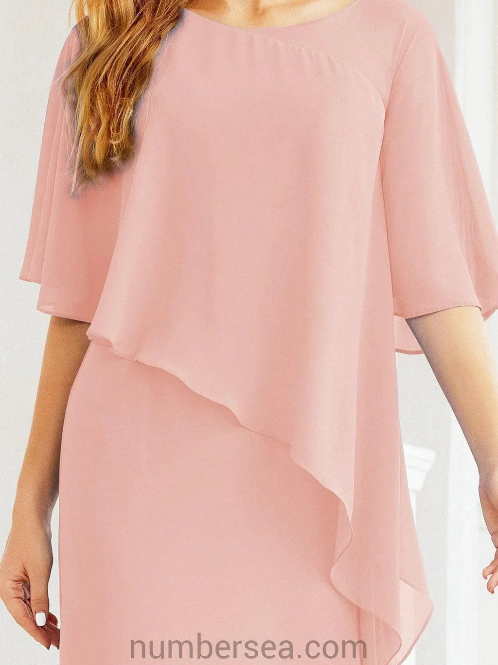Sunnderly Formal Party Gown Dress Long Mother of The Bride Dresses with Ruffle Cape SY28026