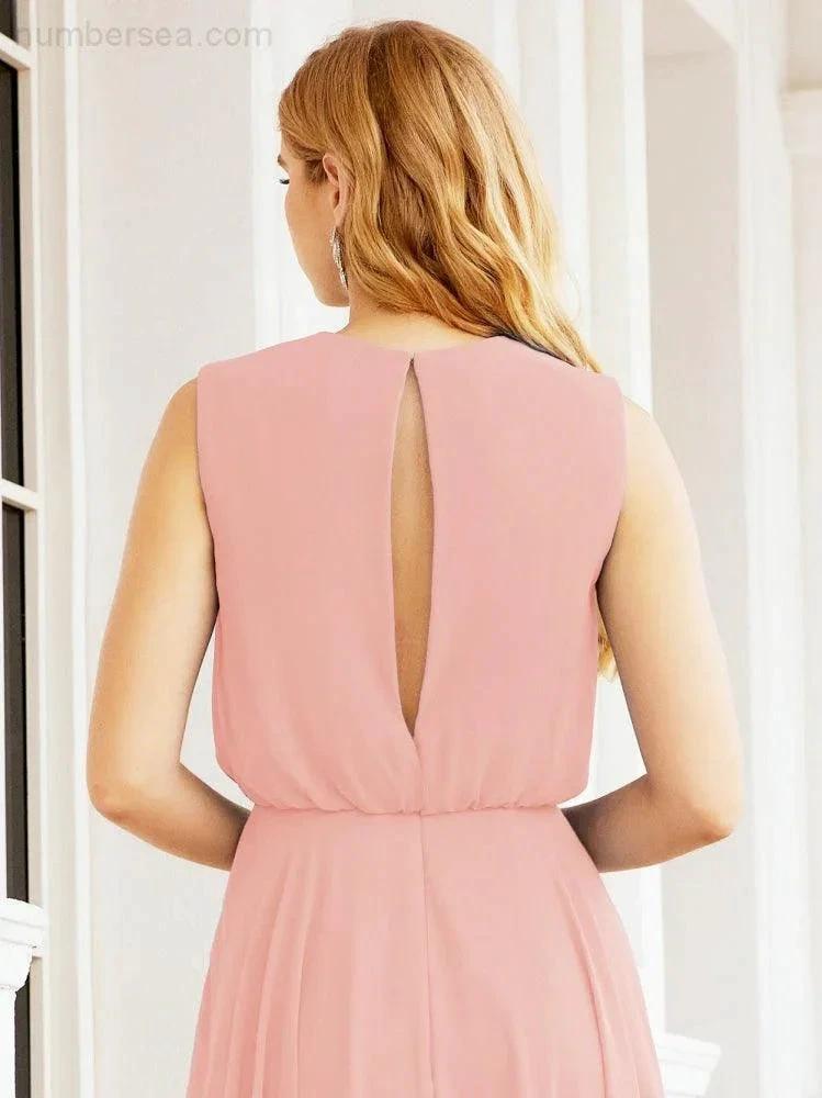 Numbersea Sleeveless Long Bridesmaid Dress A line Formal Evening Prom Gown 28025