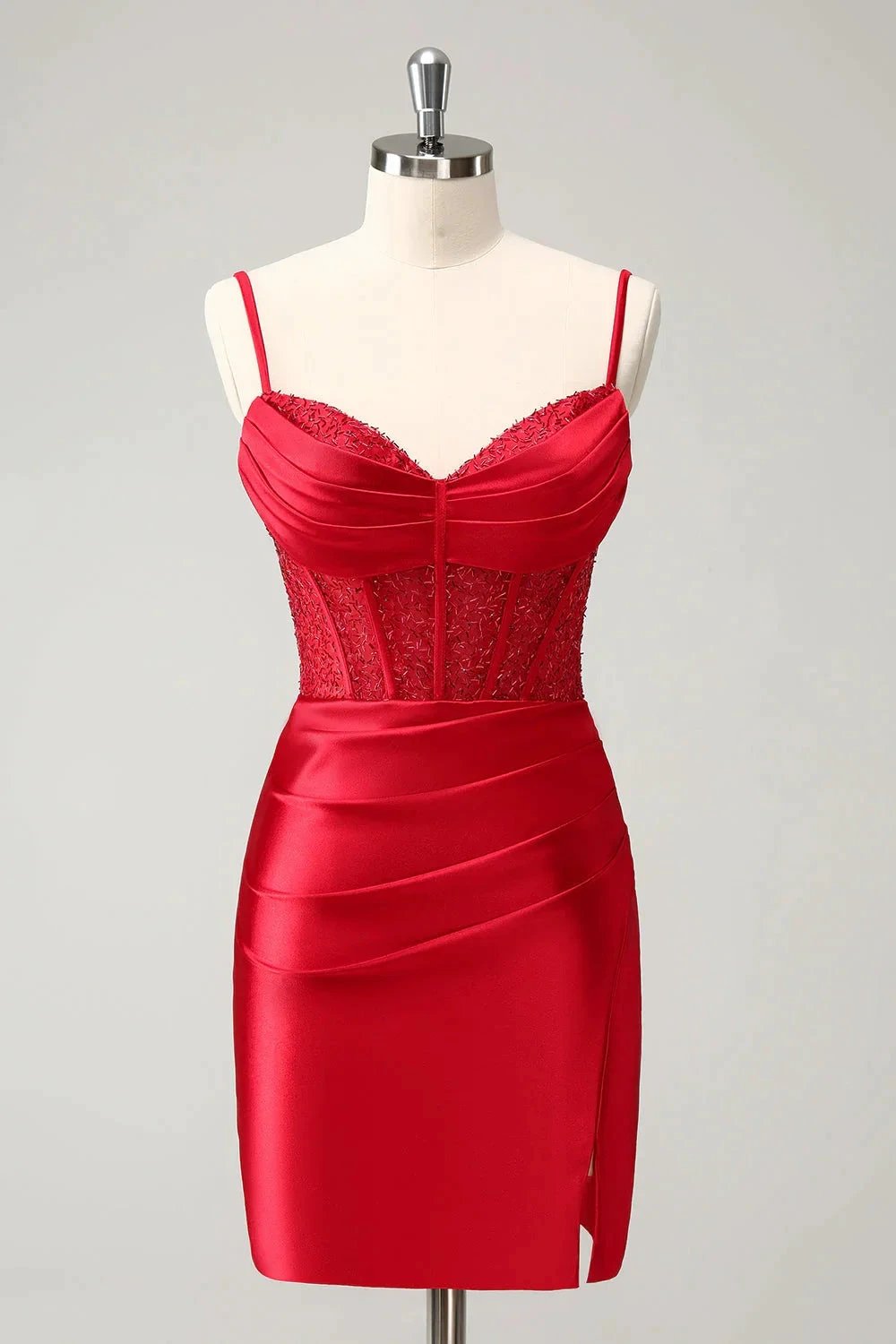 Red Corset Short Homecoming Dress with Lace Up Back