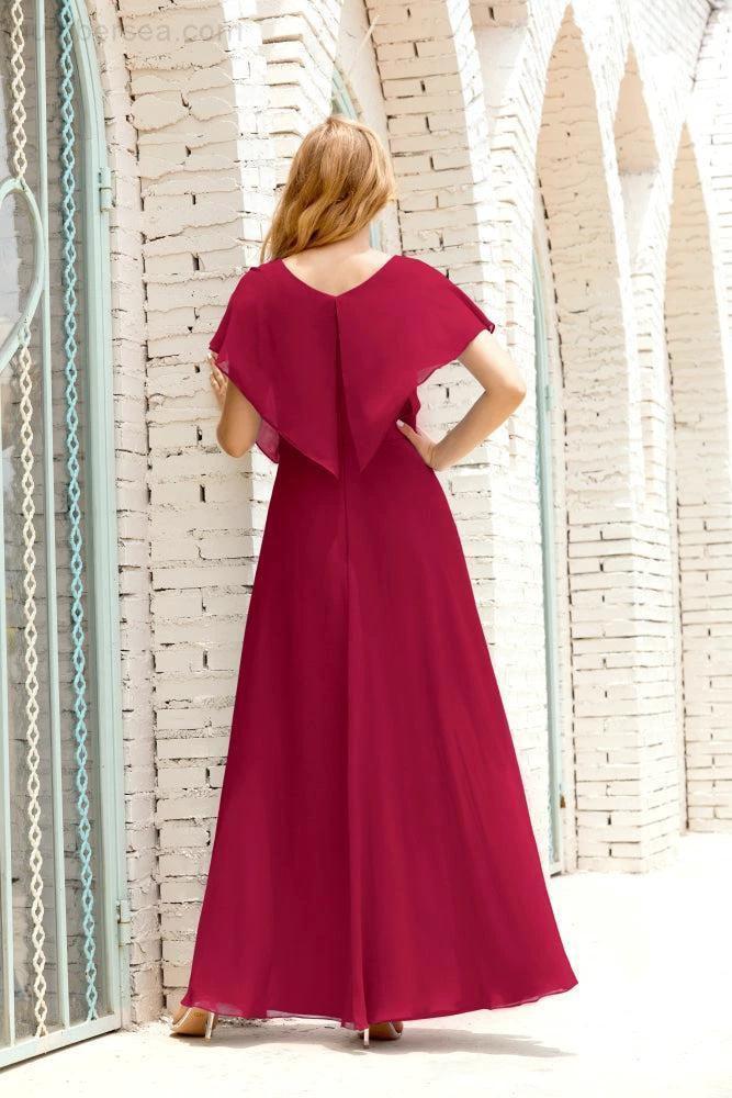 Numbersea  Mother of The Bride Dresses Plus Size V-Neck Floor Length Formal Prom Dress for Wedding Guest 28020