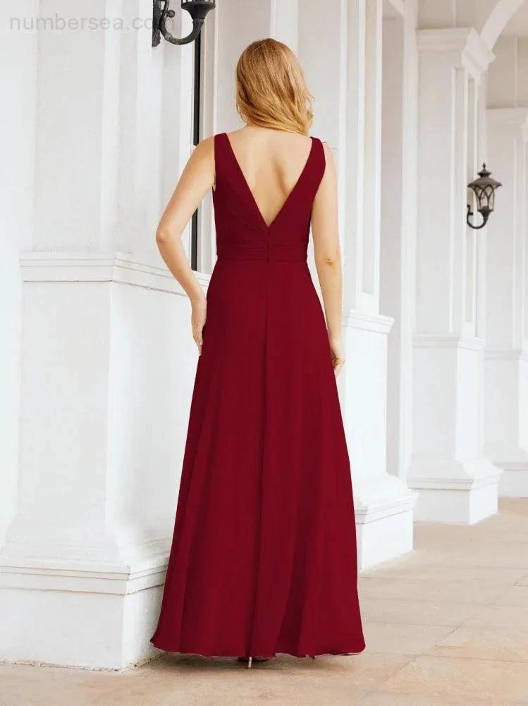 Numbersea Bridesmaid Dresses for Wedding Ruffles Long Formal Prom Gowns 28039