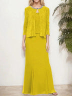 Metallic Mock Two-Piece Gown with Jacket