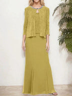 Metallic Mock Two-Piece Gown with Jacket