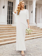 Sunnderly Formal Party Gown Dress Long Mother of The Bride Dresses with Ruffle Cape SY28026