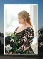 Glamorous Black Lace Wedding Dress,Gothic Bridal Gown Y7353