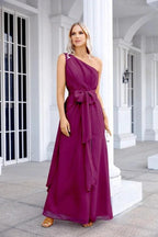 Ladies Chiffon One Shoulder Bridesmaid Evening Dress Wedding Party Evening Dress 28133
