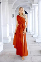 Ladies Chiffon One Shoulder Bridesmaid Evening Dress Wedding Party Evening Dress 28133