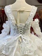 Ivory Petal Whisper Ballgown Organza Floral Bust & Bloom Train