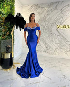 Long Mermaid Spaghetti Straps Sweetheart Satin Evening Prom Dress