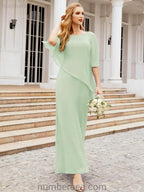 Sunnderly Formal Party Gown Dress Long Mother of The Bride Dresses with Ruffle Cape SY28026