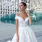 Sexy Sweetheart Lace Wedding Dresses Women's V-neck Decal Princess Wedding Formal Party 2023 Off Shoulder Beaded Romantic Bridal