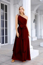 Ladies Chiffon One Shoulder Bridesmaid Evening Dress Wedding Party Evening Dress 28133