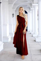 Ladies Chiffon One Shoulder Bridesmaid Evening Dress Wedding Party Evening Dress 28133