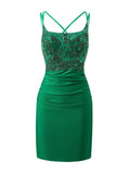Royal Blue Sheath Short Spaghetti Strap Jersey Homecoming Dress