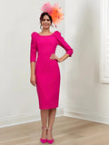 Sheath/Column Scoop Tea-Length Mother of the Bride Dresses