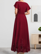 A-line Scoop Ankle-Length Lace Chiffon Mother of the Bride Dress With Sequins