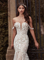CHANDELA Charming Wedding Dresses Scoop Spaghetti Straps Trumpet Appliques Bridal Gown Robe For Women Custom Made