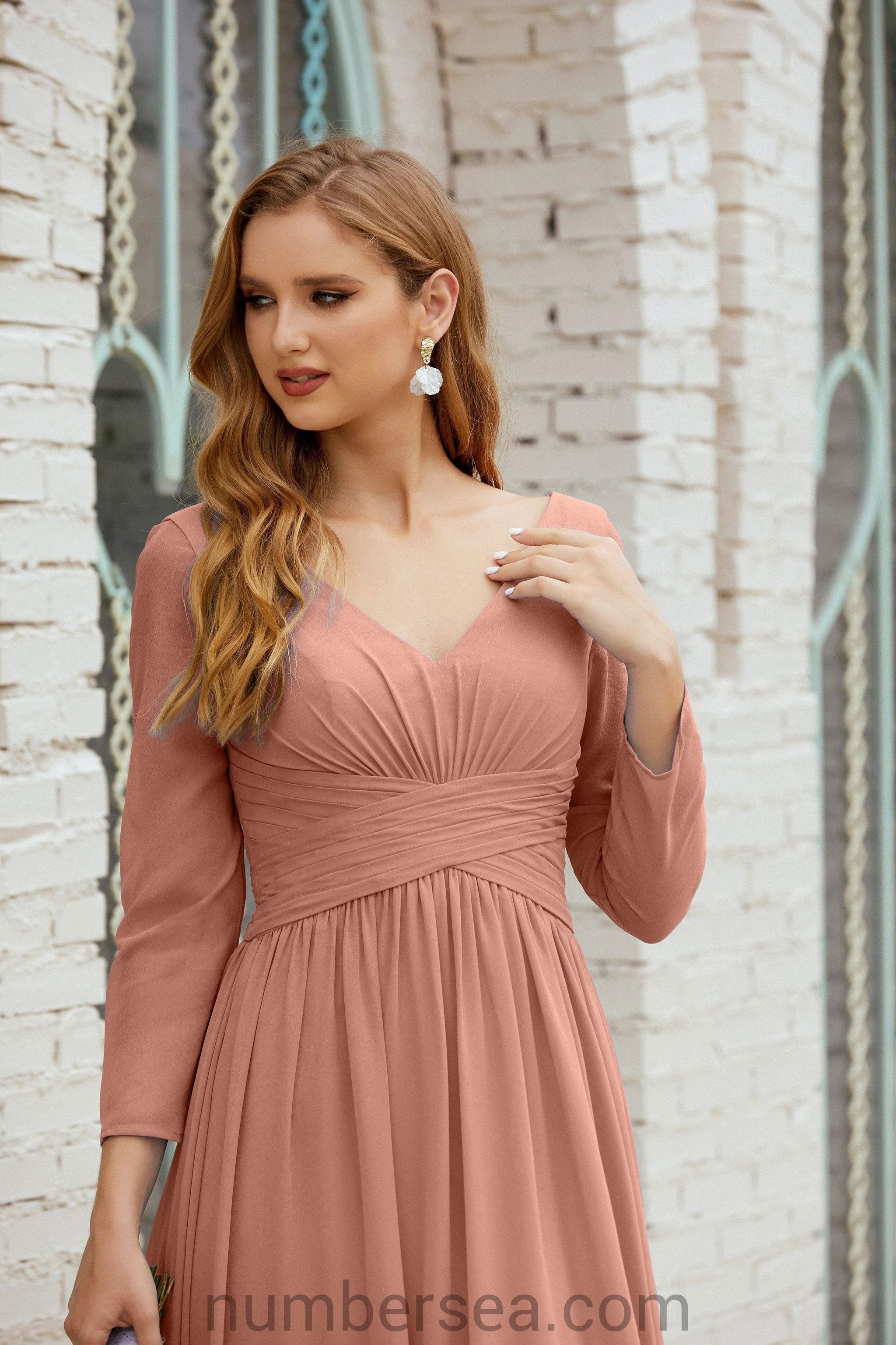 Numbersea Bridesmaid Dress Chiffon Formal Party Dress Evening Dress 28016