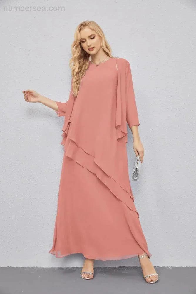 Mother of Bride Dresses with Open Front Lightweight Cardigan Formal Prom Gown  28081