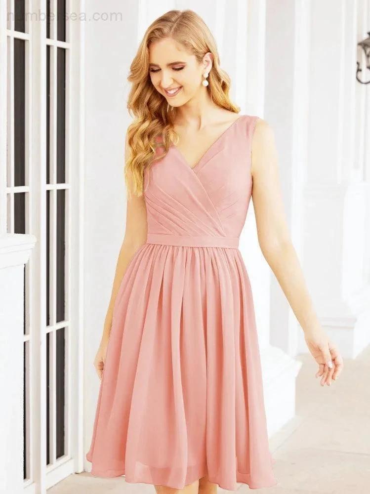 Numbersea Homecoming Dresses Knee Length Skirt V Back 28062