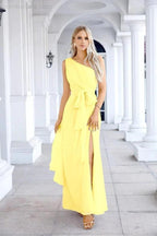 Ladies Chiffon One Shoulder Bridesmaid Evening Dress Wedding Party Evening Dress 28133