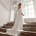 Off the Shoulder Chiffon Boho Wedding Dress 2022 V-Neck Long Lantern Sleeves A-Line Beach Bridal Gowns vestidos de novia