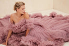 Ruffles Tulle Robe for Maternity Photoshoot Sheer Off Shoulder Maternity Robe Pregnant Baby Shower Prom Gown