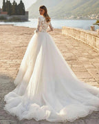 Grace Pretty luxury Princess Wedding Dresses Modest O Neck Long Sleeves Muslim Bride Dresses Bridal Gown vestidos de novia