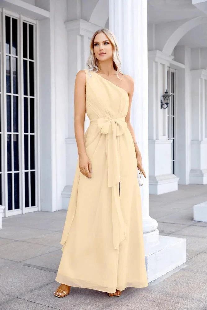 Ladies Chiffon One Shoulder Bridesmaid Evening Dress Wedding Party Evening Dress 28133