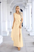 Ladies Chiffon One Shoulder Bridesmaid Evening Dress Wedding Party Evening Dress 28133