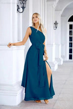 Ladies Chiffon One Shoulder Bridesmaid Evening Dress Wedding Party Evening Dress 28133