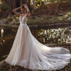 Pastrol Wedding Dress V-neck Tank Sleeveless 2023 For Women Bridal Vestidos De Noiva Custom Made Appliques Formal