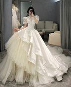 Chic A-line Long Sleeves Wedding Dress,Bridal Gown Y6789