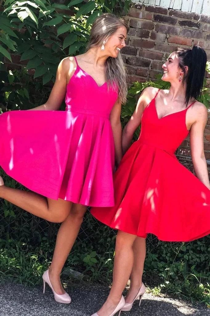 Sexy A-Line Spaghetti Straps Short Homecoming Dresses Y1410