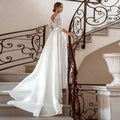 Half Sleeve Satin A-line Wedding Dress Elegant V Neck Bridal Gowns Elegant Bohemian Princess Dress Custome Vestido