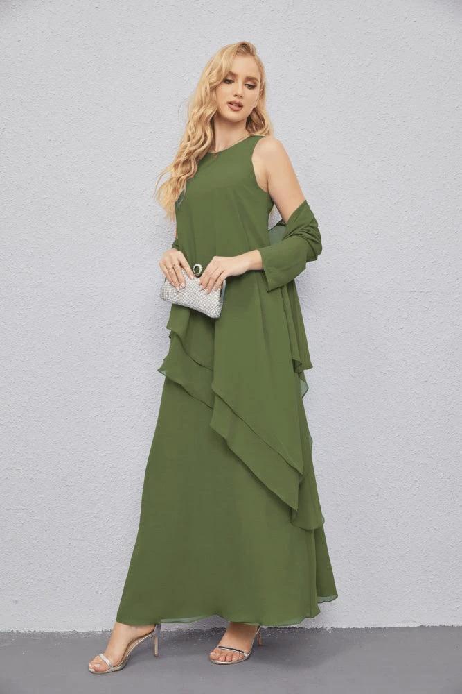 Mother of Bride Dresses with Open Front Lightweight Cardigan Formal Prom Gown  28081