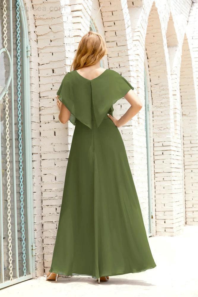 Numbersea  Mother of The Bride Dresses Plus Size V-Neck Floor Length Formal Prom Dress for Wedding Guest 28020