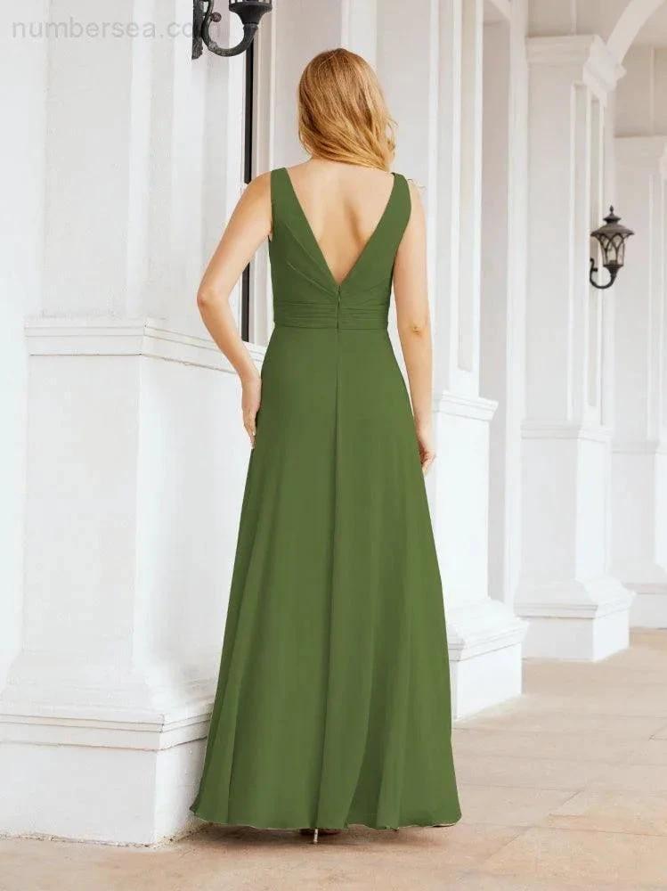 Numbersea Bridesmaid Dresses for Wedding Ruffles Long Formal Prom Gowns 28039