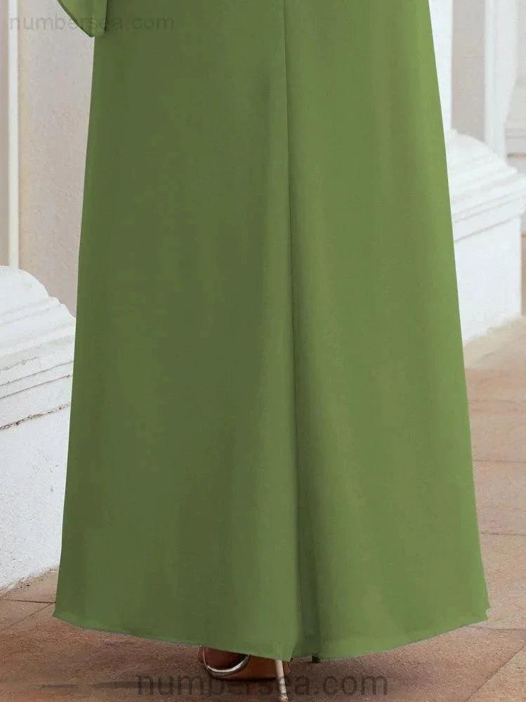 Sunnderly Formal Party Gown Dress Long Mother of The Bride Dresses with Ruffle Cape SY28026