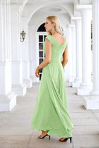 Ladies Chiffon V Neck Sleeveless Floor Length Bridesmaid Evening Dress Wedding Party Evening Dress 28126