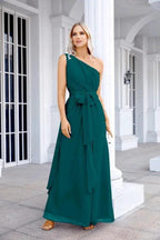 Ladies Chiffon One Shoulder Bridesmaid Evening Dress Wedding Party Evening Dress 28133