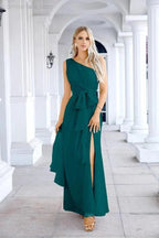 Ladies Chiffon One Shoulder Bridesmaid Evening Dress Wedding Party Evening Dress 28133